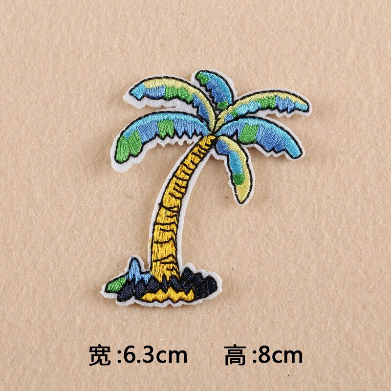Cartoon kokospalmen en cactussen ron-on patches voor kinderkleding borduurwerk donsjack schattige doe-het-zelf pailletten applicatie badge: 09