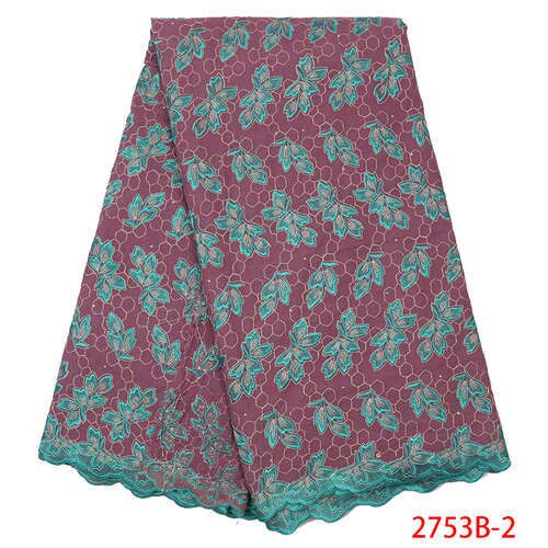 African Dry Lace Fabric Swiss Voile Lace In Switzerland Nigerian Cotton Lace Fabric with Stones KS2753B-4: Picture 2