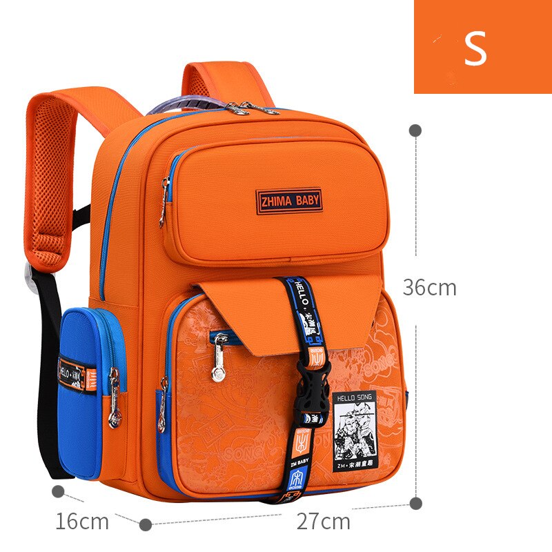 Chinese Stijl Retro Kinderen Orthopedische Schooltas Voor Tiener Jongens Meisjes 2 Size Student Rugzakken Kids Schooltassen Mochila: S orange