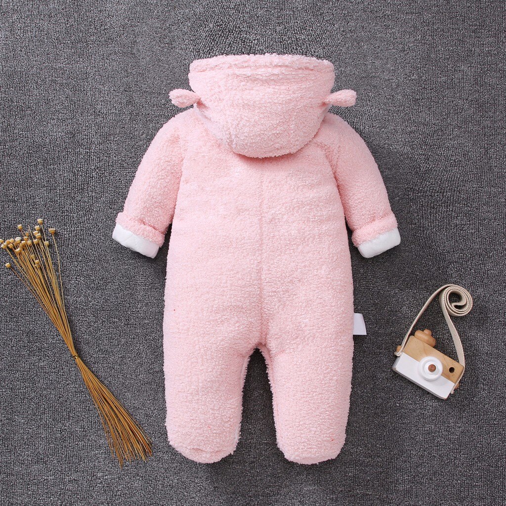 MUQGEW baby jumpsuit bear Baby Girls Boys romper Winter hooded baby rompers born baby clothes Zip Thick Snowsuit WY8