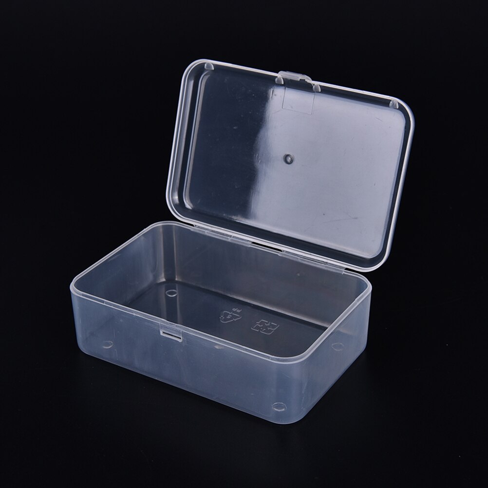 Caja de plástico transparente para guardar objetos, contenedor pequeño de colección, soporte de papelería con tapa