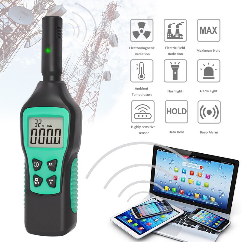 Digital Electromagnetic Radiation Detector MF Meter Dosimeter Detector Electromagnetic Field Radiation Temperature Tester