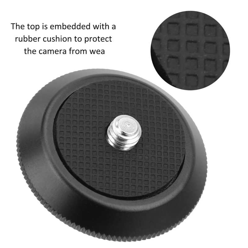 Adaptador de cabeza redonda de liberación rápida para cámara Placa de liberación rápida 1/4, Base redonda de 1.5in, Universal para trípode de cámara monopié