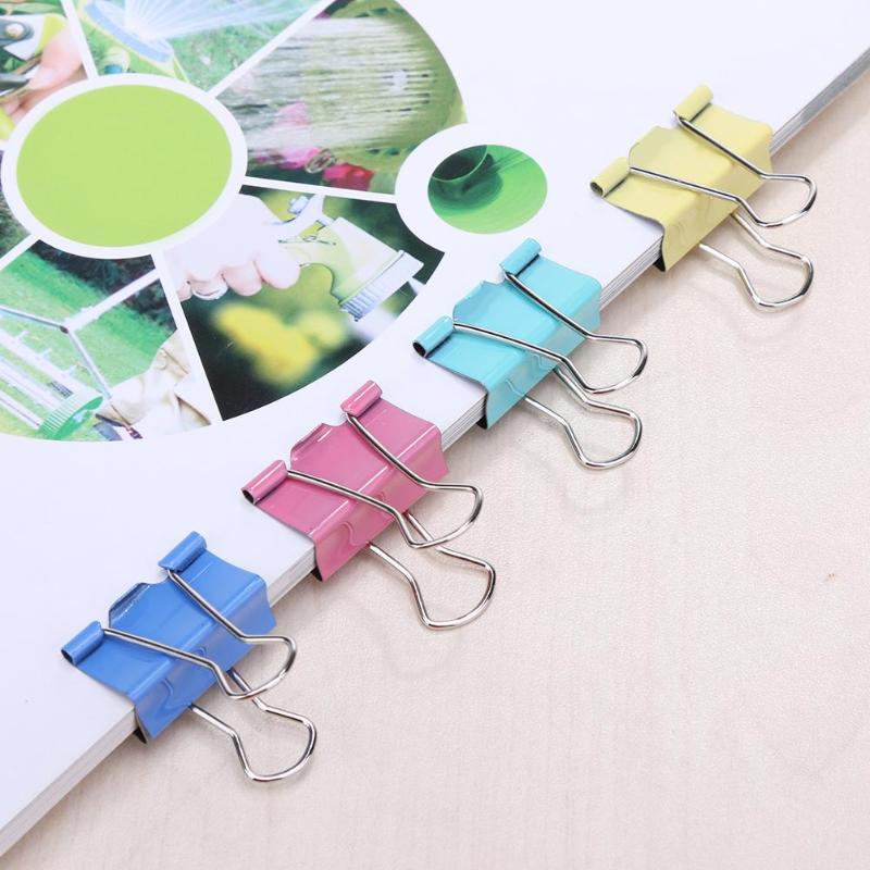 60PCS/lot 15mm Colorful Metal Binder Clips Office Stationery Paper Clip Office Stationery Binding Supplies Stainless Steel clipe