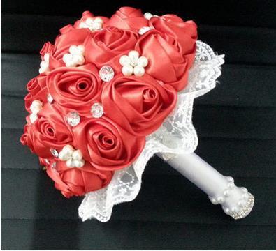 Flores de la boda vino, rojo, azul, Real de dama de honor de novia ramos de boda Rosa Artificial ramo: 1