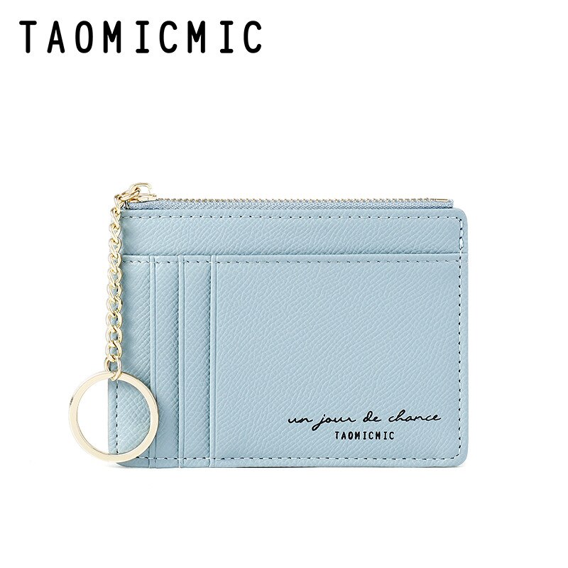 Women Wallets Zipper PU Leather Coin Purse Mini Key Chain Small Wallet Multi-card Bit Card Holder Card Holder: Light Blue