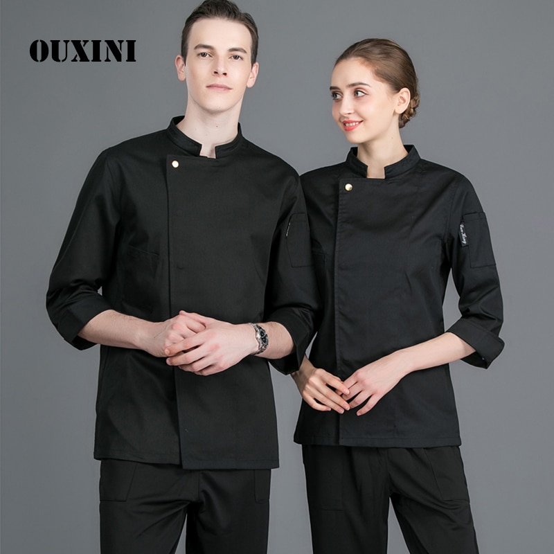Chaqueta de chef de comida para Hotel, camisa blanca de manga larga, uniforme de restaurante, disfraz de chef, chaqueta de cocinero para mujer, 4 colores