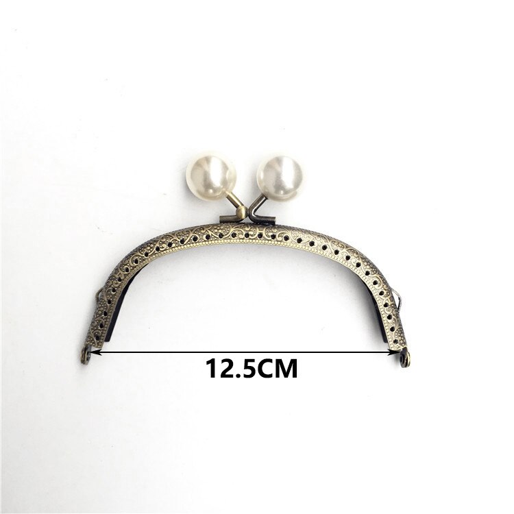 2pcs 8.5-20.5cm Semicircle Pearl Embossed Metal Purse Frame DIY Bag Handles Kiss Clasp Sewing Brackets Accessories for Handbags: 12.5cm