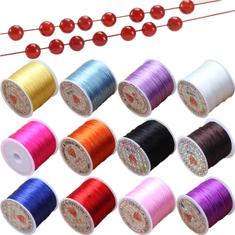 Cordón elástico fuerte para cuentas de cristal, 60M, 0,5-1,2mm, pulsera, collar, hilo elástico para fabricación de joyería, línea Flexible Diy