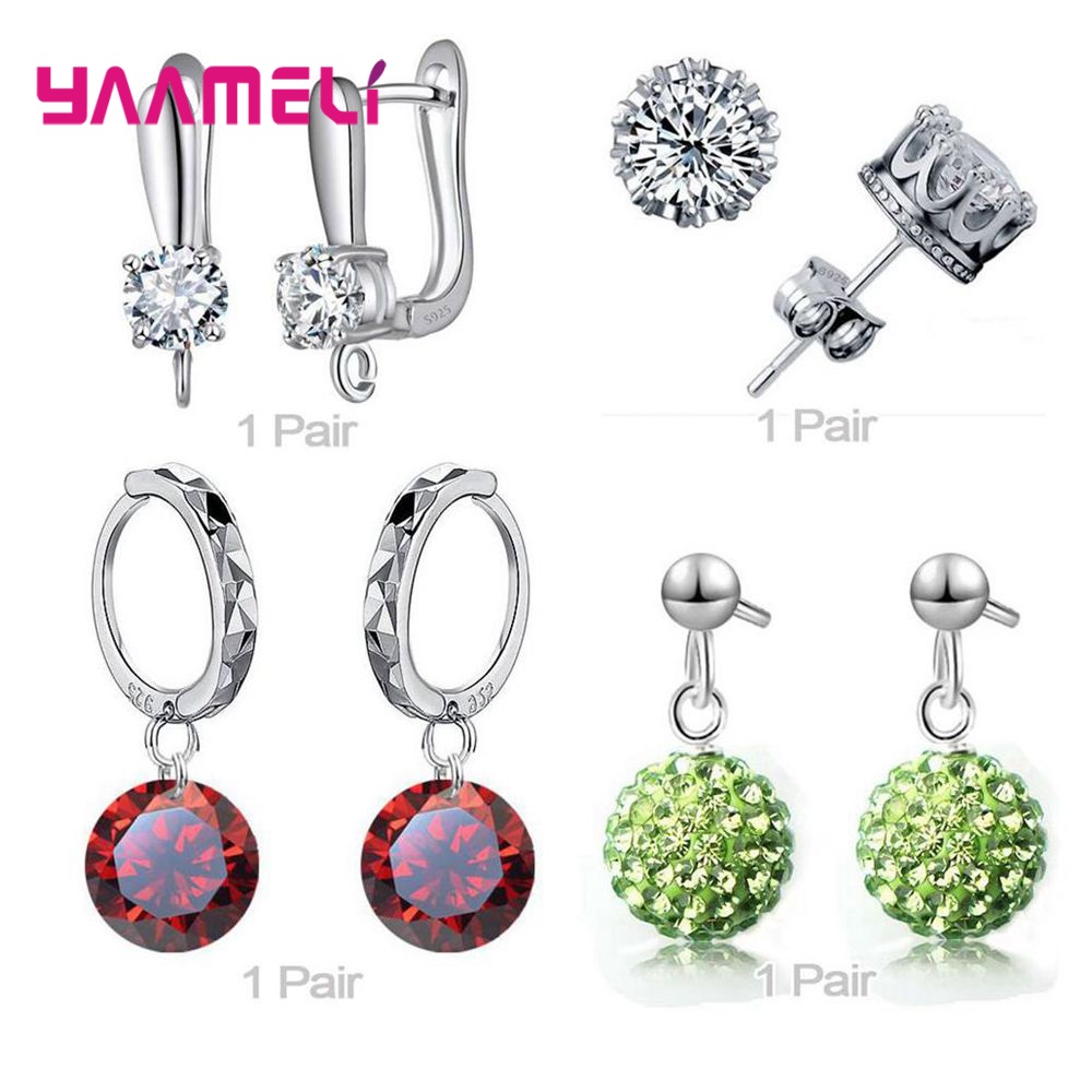 Trendy Vrouwen Oorbellen Echt 925 Sterling Zilver Natuurlijke Kristal Parel Party Accessoires 4 Paar Gemengde Sieraden