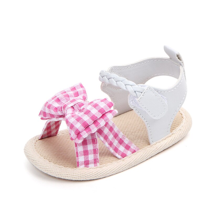 Erste Wanderer Baby Mädchen Plaid Bowknot Sandalen Neugeborenen lässig draussen Prinzessin Krippe Überprüft Prinzessin Schuhe 0-18M: Rosa / 7-12 Monate