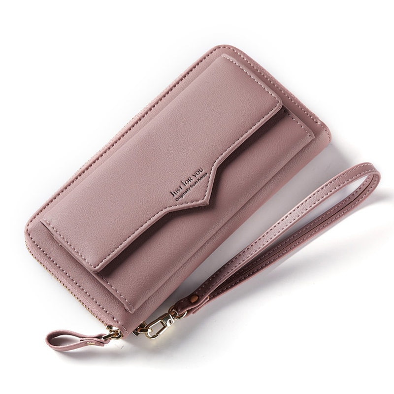 Brand Large Capacity Women Wallet Clutch Cell Phone Pocket Card Holder Long Wallets Female Wristband Ladies Handbag Purse: Dk Pink