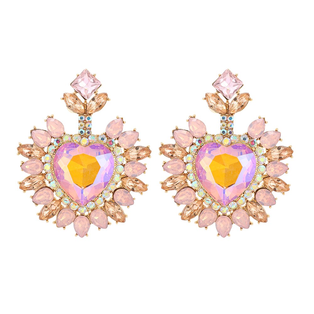 Ztech-pendientes de cristal de corazón grande para mujer, accesorios de lujo elegantes, joyería con estilo, bisutería para boda, y baile,