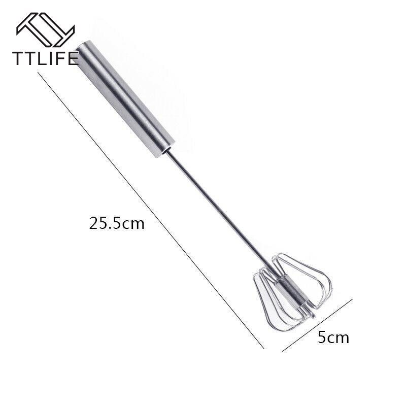 Ttlife roestvrijstalen eierkloppers semi-automatische roterende keukengadgets eierklopper roterende keukenaccessoires gereedschap