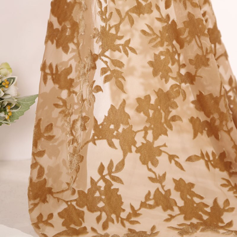 DIY Dress Flocked Viscose Nylon Velvet Soft Fabric 140cm Width Flower Fleeced Dress Material