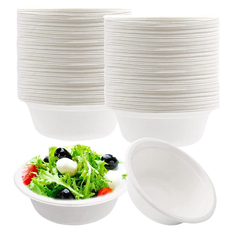 AHPYEUHK Wegwerpkommen, 260 ml, 60 stuks papieren kommen van suikerriet, milieuvriendelijk, biologisch afbreekbaar en composteerbare papieren borden voor picknick, barbecue, feestjes