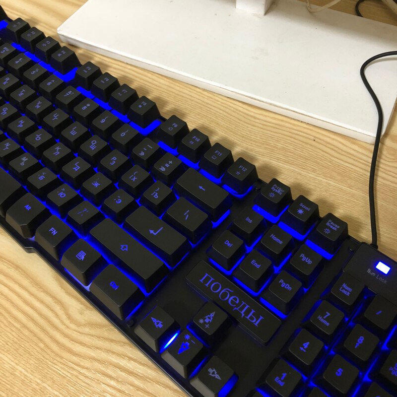 DBPOWER Russisch/Englisch 3 Farbe Hintergrundbeleuchtung Spielen Tastatur Teclado Gamer Schwimm LED hinterleuchtet USB mit Ähnliche Mechanische Fühlen