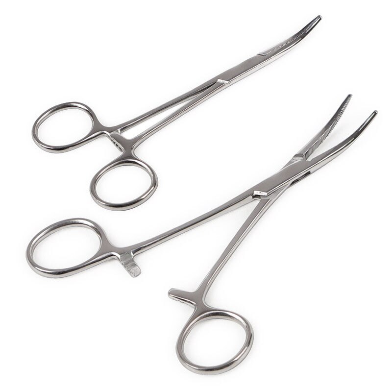 Roestvrij Staal Huisdier Hemostatische Tang Kat Hond Grooming Schaar Huisdieren Rechte/Gebogen Hoofd Tang Hond Haar Reiniging Tang: 14cm / Curved Head
