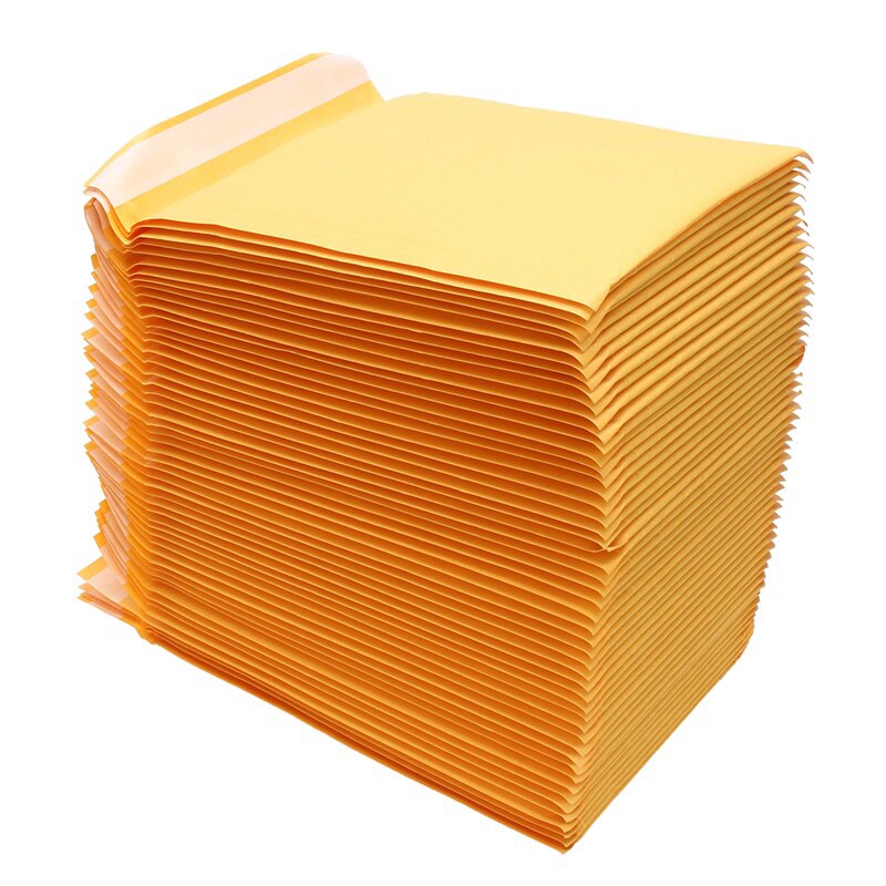 1 pièce ng collant jaune papier Kraft enveloppes à bulles sacs sac de Protection