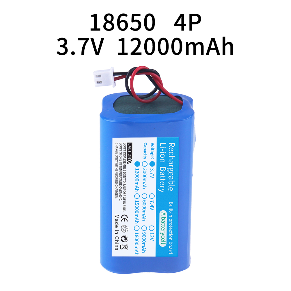 Lithiumbatterie 3,7 V 18650 mit XH2.54-2P-Stecker 3000/6000/12000 mAh wiederaufladbarer Akku zum Angeln LED-Licht Bluetooth-Lautsprecher