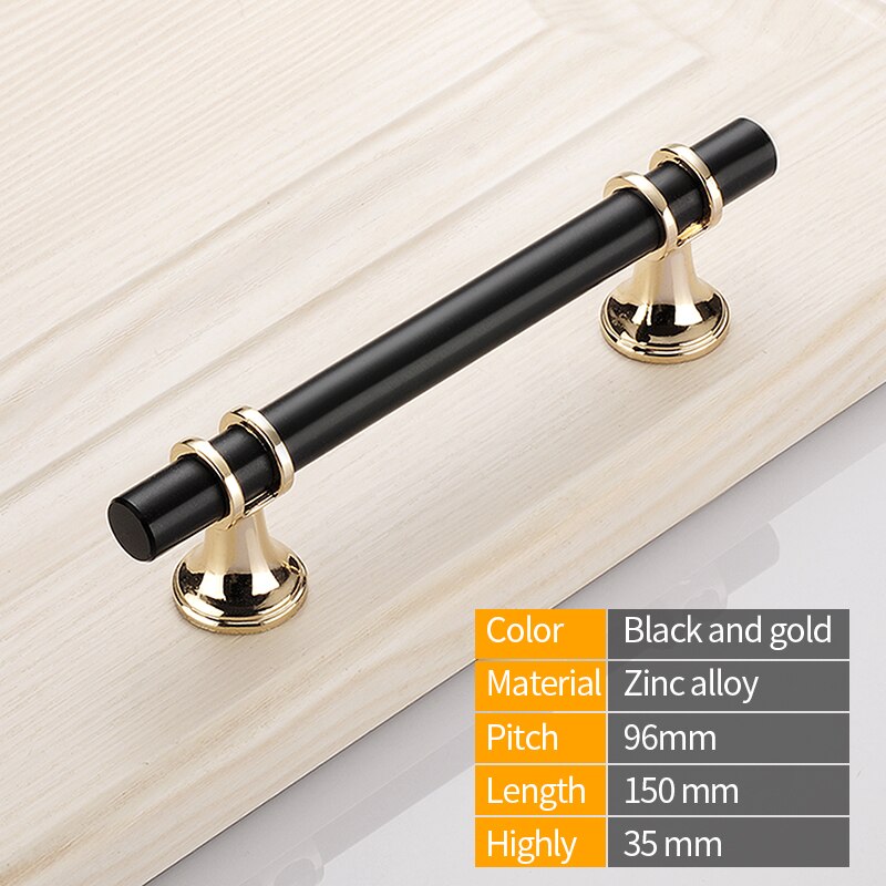 Black cabinet handle copper brushed kitchen cabinet door handle furniture drawer pull hardware pull rod handle: Black & White