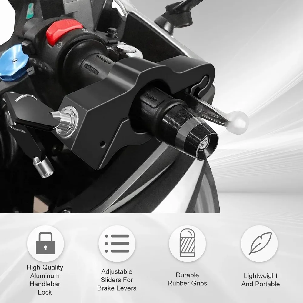 Verrou de guidon de vélo réglable antivol, verrouillage de poignée/accélérateur/frein/guidon pour sécuriser un vélo, un scooter, un cyclomoteur ou un VTT