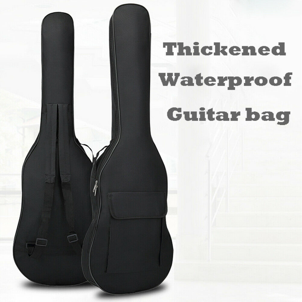 Double Straps Black Padded Waterproof Electric Guitar Bass Bags Carrying Carry Case Bag Holder