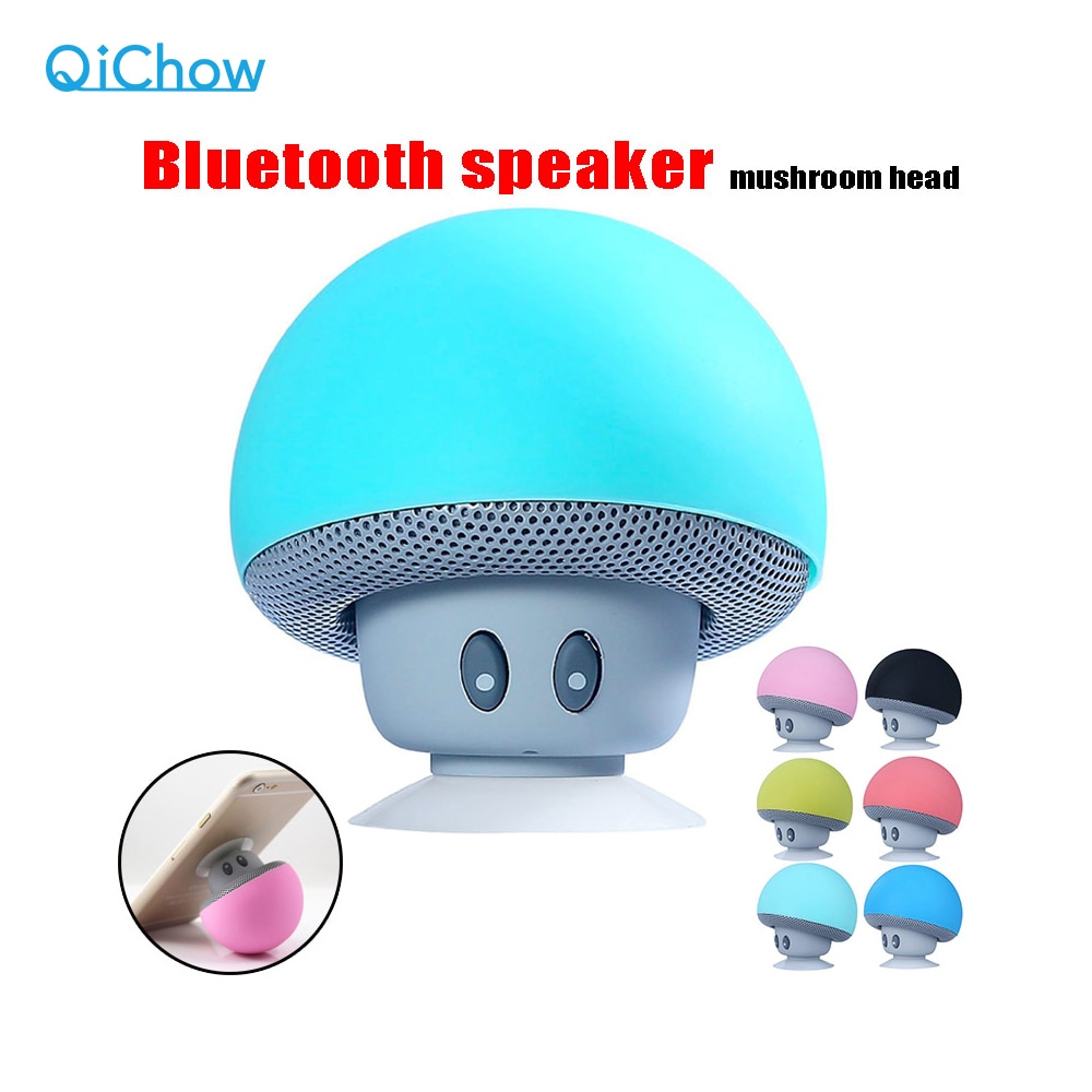 Cute Mini Wireless Bluetooth Speaker Rechargeable MP3 Player with Mic Waterproof Portable Stereo Bluetooth Mushroom For Phone PC