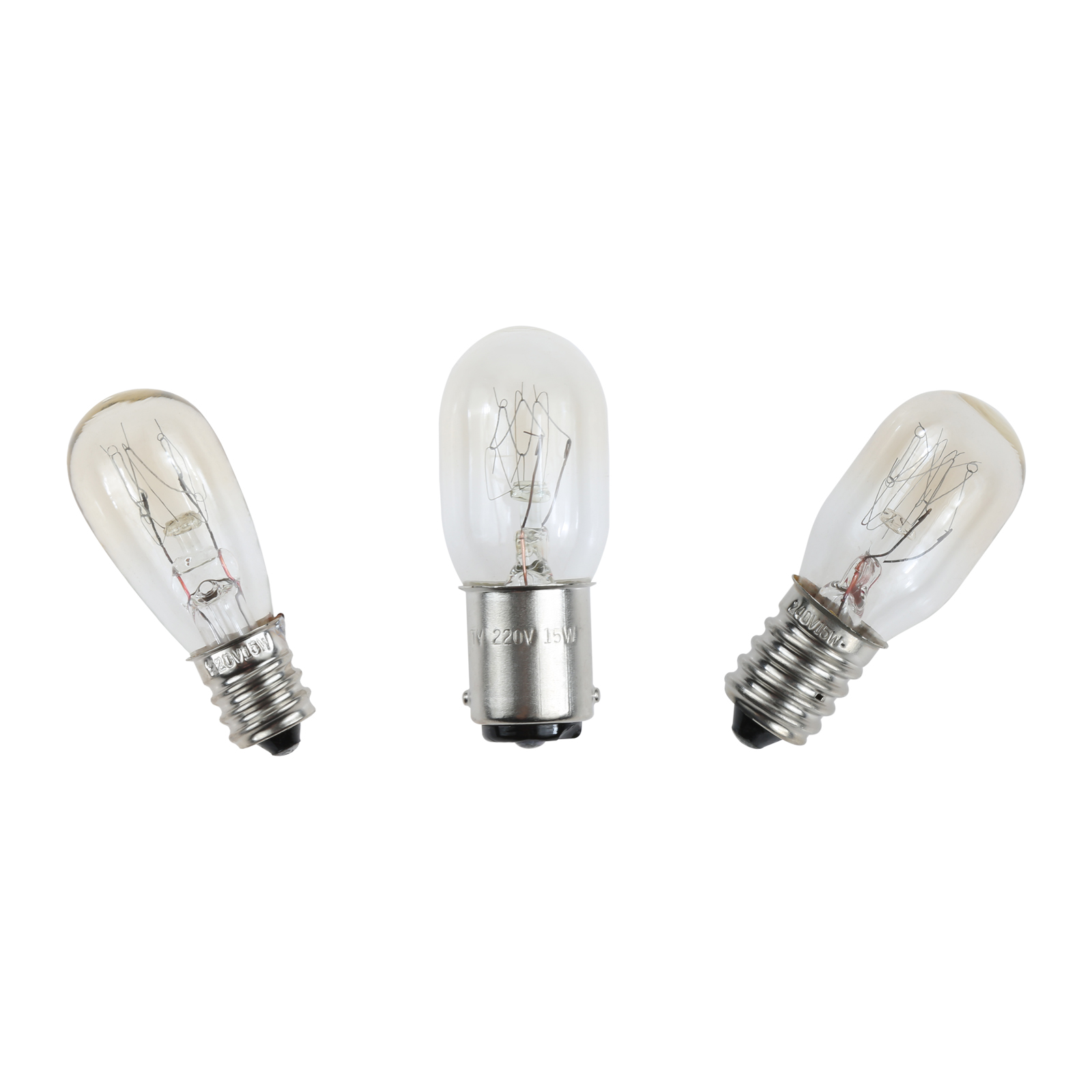 Bombilla para máquina de coser, 2 uds., 220V, E12/BA15D/E14, 15W, lámpara incandescente roscada/enchufable, luz LED de maíz para nevera, advertencia artesanal DIY