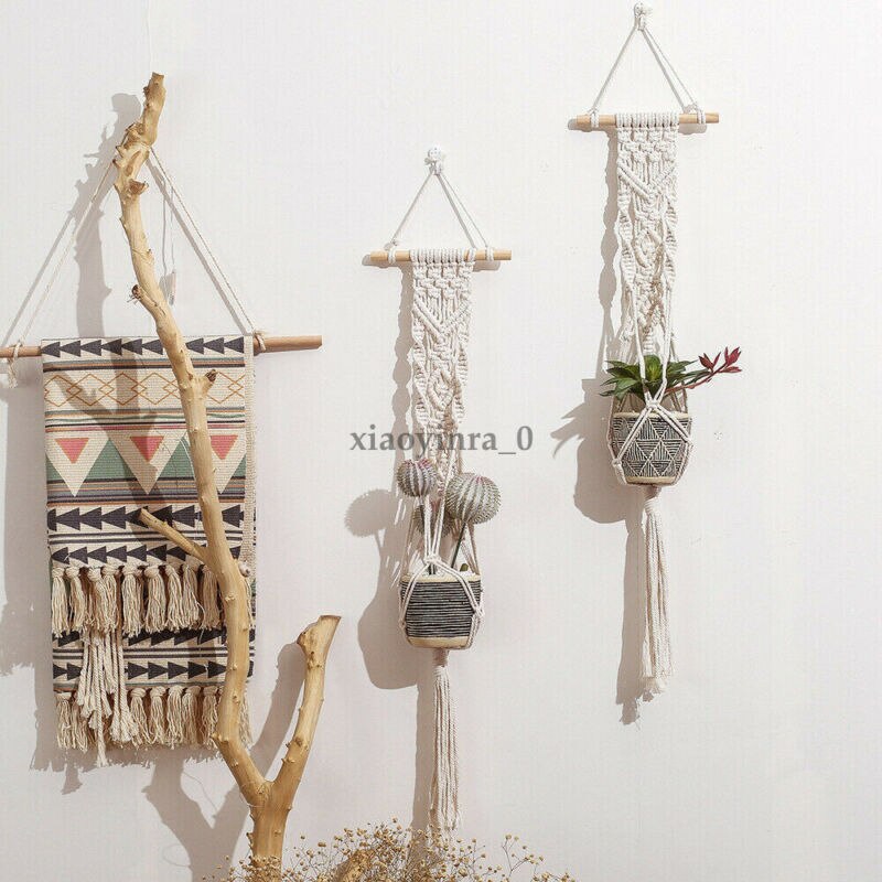 Opknoping Manden Macrame Plant Hanger Bloempot Tuin Houder Mand Handgemaakte Gevlochten Hanger Pot Tuin Decoratie