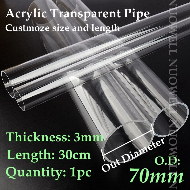 1pc 30CM Länge OD 16 ~ 90mm transparent Acryl Rohr Aquarium Fisch Panzer Gemeinsame Rohr Garten Bewässerung liefern Plexiglas Rohr: äußere Dia 70mm