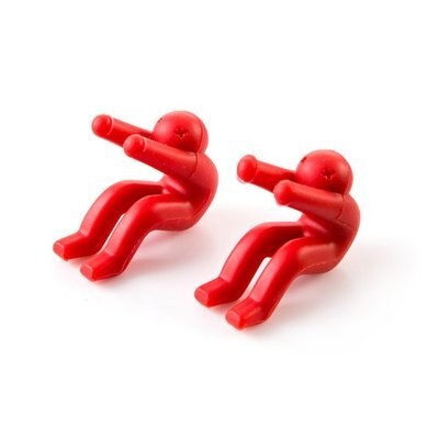 2 stk sjov mand form grydeclips køkken madlavningsværktøj suppe ske hviler overløbsdæksel enhed mennesker model låg holder bordindretning: Rød