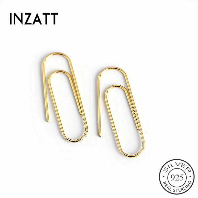 INZATT Real 925 Sterling Silver Geometric Minimalist Hoop Earrings For Women Party Fine Jewelry Accessories