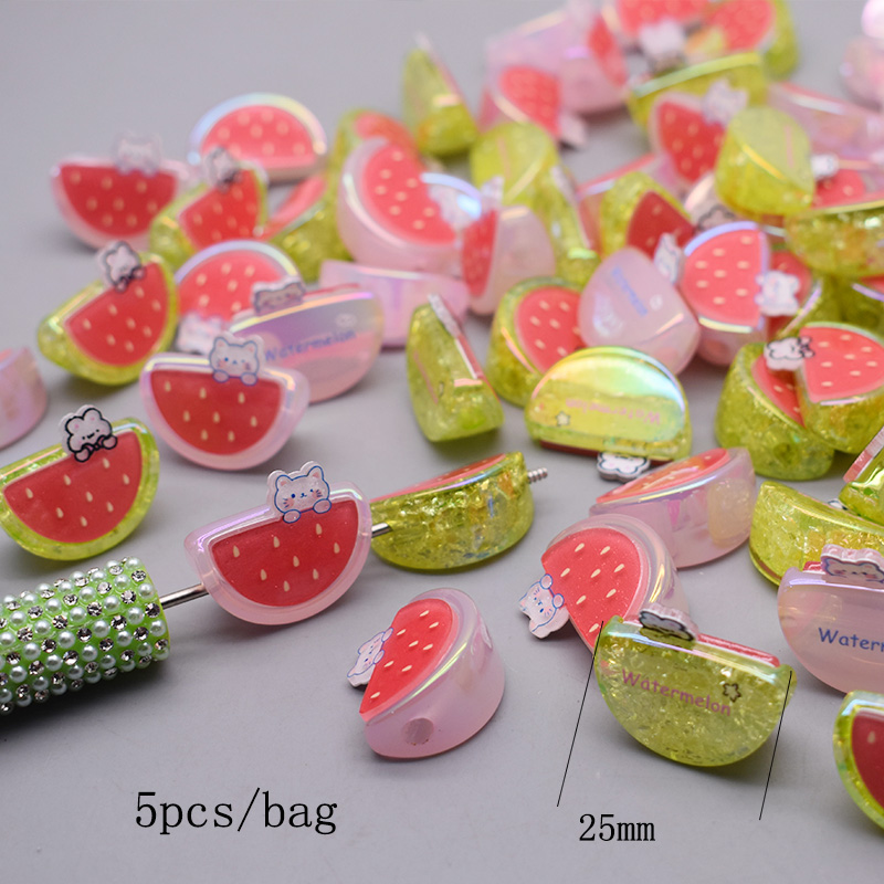 5 unids/bolsa cuentas acrílicas hechas a mano pequeño oso conejo Toon cuentas de sirena para fabricación de joyería DIY cadena de teléfono accesorios de bolígrafo: Rojo