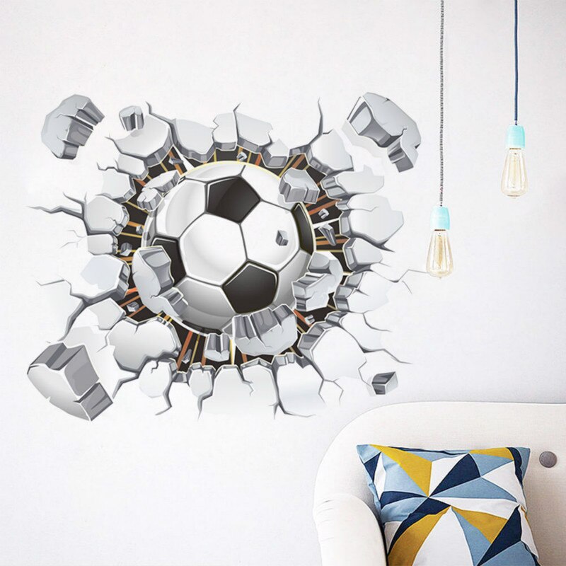 3D Soccer Ball Football Wall Sticker Decal Eco-friendly Vinyl Art Decor Sport Boy Bedroom Living Room Mural