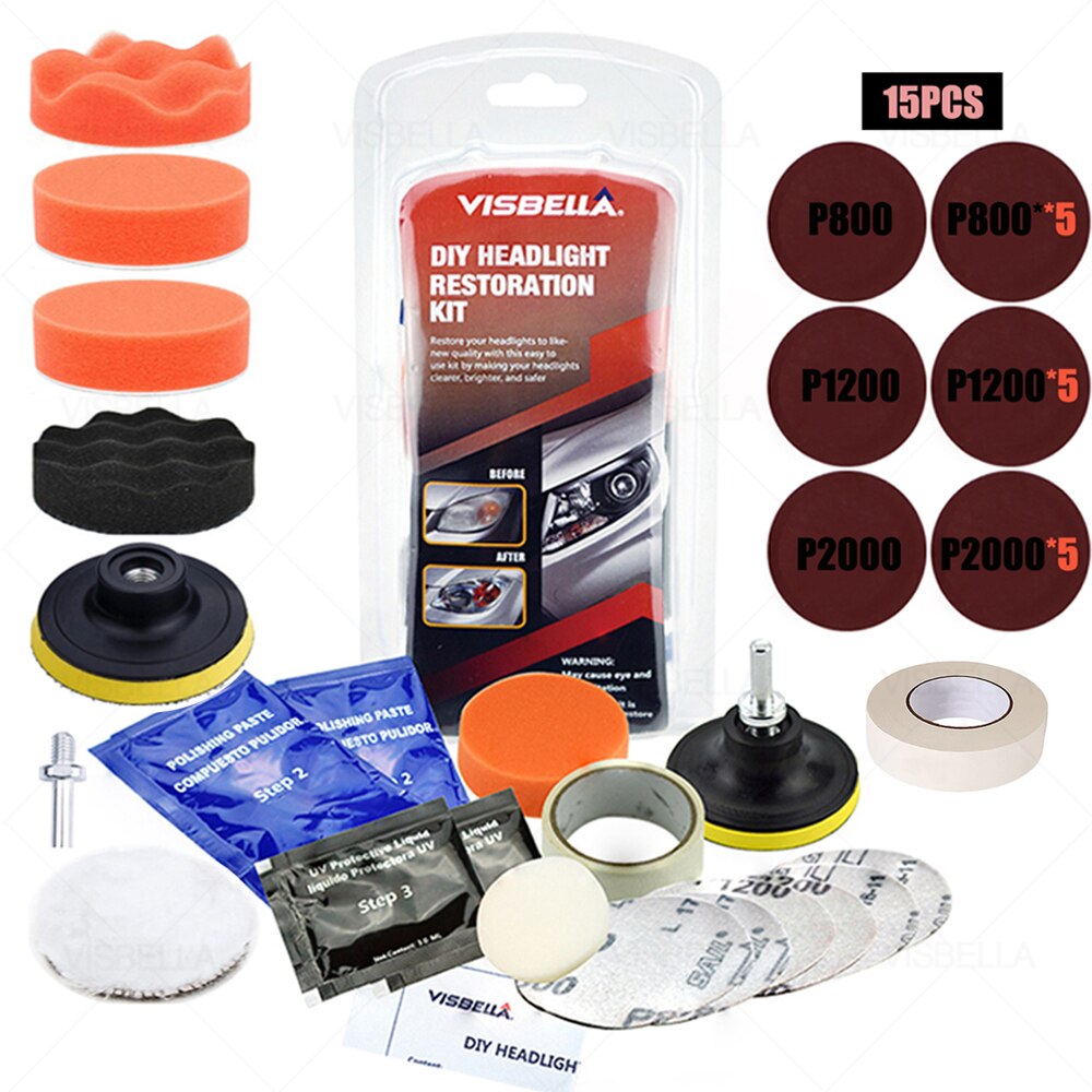 Car Headlight Restoration Polishing Kits Headlamp Repair Kits Car light Lens Polish Polisher Cleaning Paste Refurbish Paint Care: Package 9