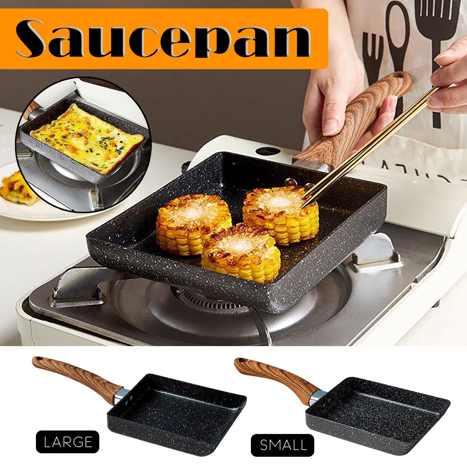 Japanse Stijl Omelet Tamagoyaki Thuis Ontbijt Aluminium Koekenpan Keuken Non-stick Maifanite Steen Kleine Koken #25