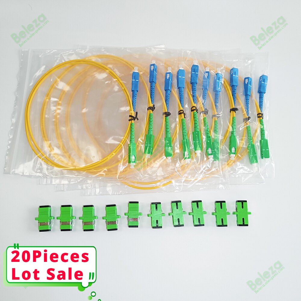 20Pcs Sc Upc-Apc Adapter Kabel Voor Onu Ont Nu Verbinding Universele Sc/Upc Naar Sc/apc 0.5M Jumper Met Apc Adapter Pak: Default Title