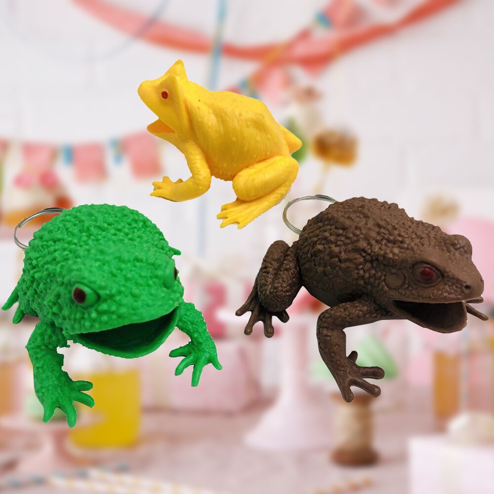 3pcs Vomiting Frogs Simulation Horrific Squeeze Artifical Tricky Props Venting Decompression Toys for Men