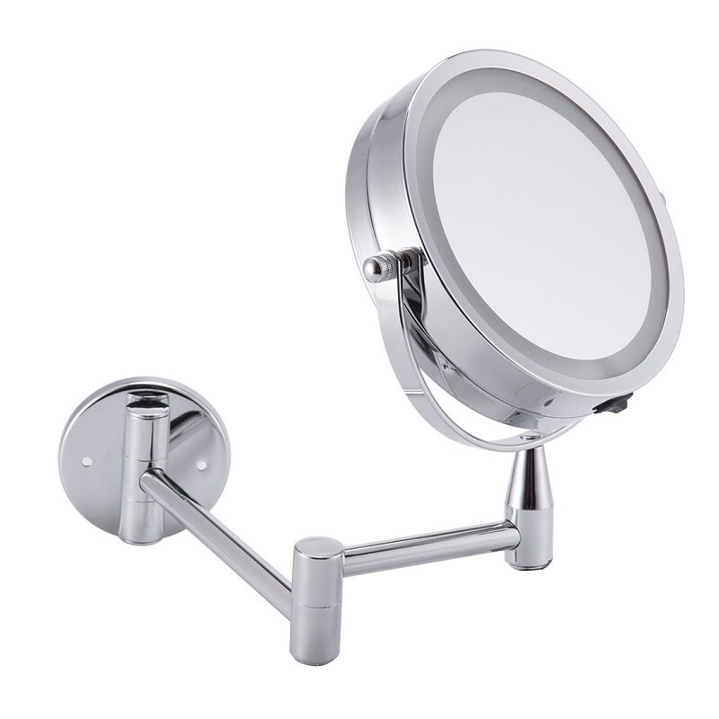 ANHO Bath Led Makeup Mirror 6 Inch 1X/5X Arm Magnification Wall Mounted Adjustable Cosmetic Mirror Dual Arm Extend 2-Face Mirror: Default Title
