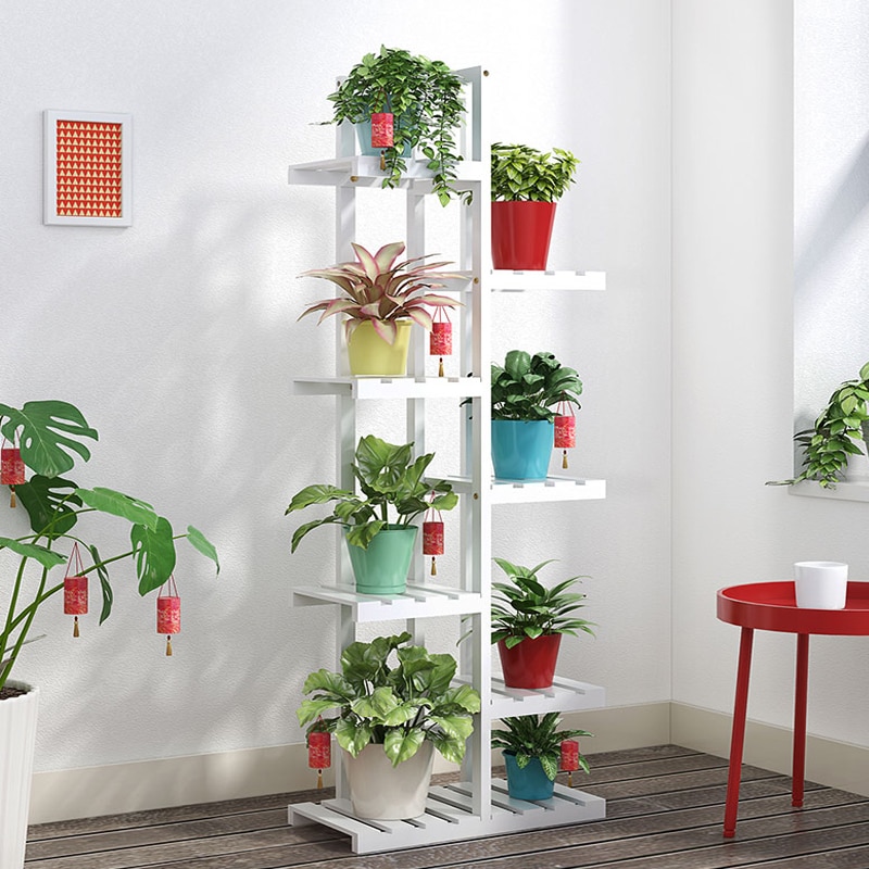 Bloem Plank Meerdere Verdiepingen Indoor Speciale Balkon Vlezige Groene Bloempot Rek Massief Houten Woonkamer Eenvoudige Vloer Rack