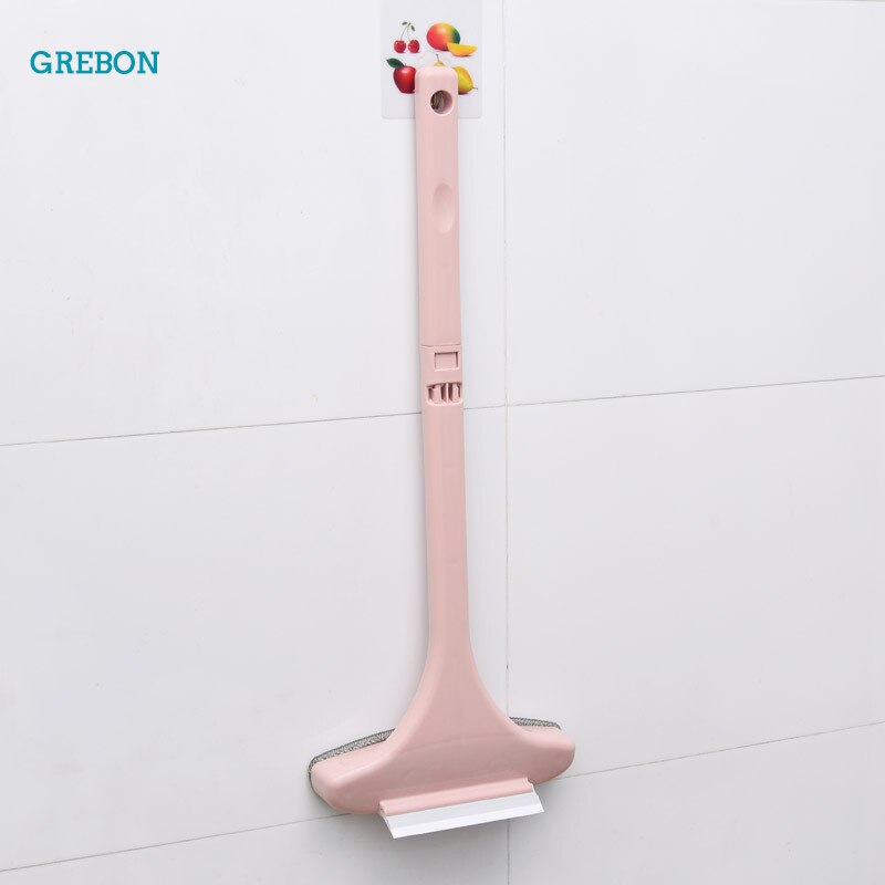 Double Side Glass Cleaner Multipurpose Window Glass Cleaning Brush Dust Cleaner Brush For Washing Window Glass Wiper Household: double side pink