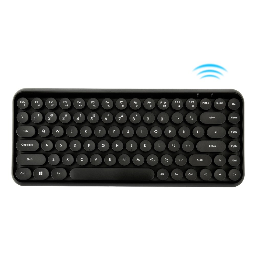 Ajazz-teclado inalámbrico 308i BT, tapa de tecla redonda, conexión de 10m BT, teclados de 84 teclas para PC y portátil de varios sistemas: Black