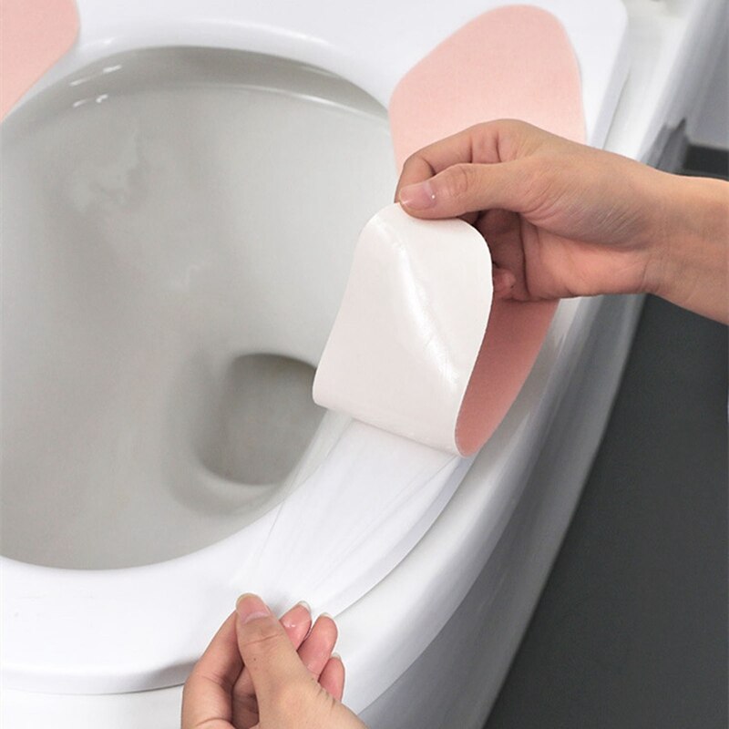 1 Pair Bathroom Sticky Toilet Mat Seat Cushion Waterproof Anti-dirty Splash-proof Closestool Sticky Mat Washable Toilet Cushion