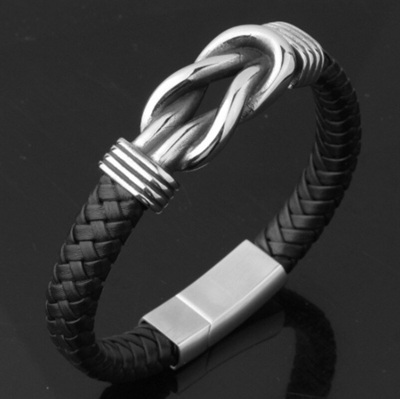 Pulsera de cuero con hebilla dorada Punk para hombre, brazalete de , joyería