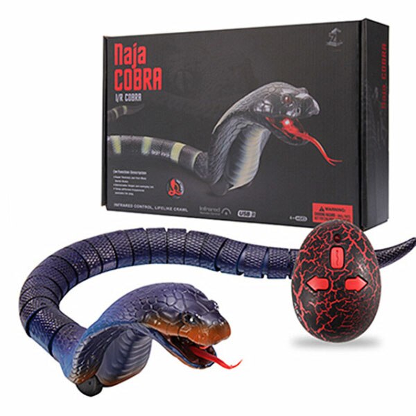 Novelty RC Snake Naja Cobra Viper Remote Control Robot Animal Toy with USB Cable Funny Terrifying Christmas kids: Blue cobra
