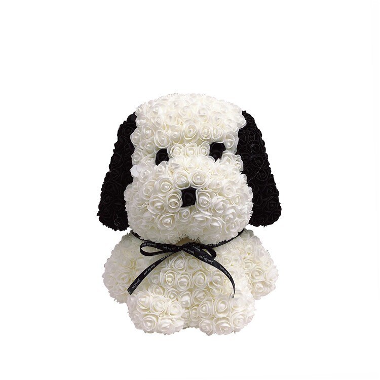 38cm rose huba hund bamse rose blomst kunstig dekorasjon jul til kvinner valentines: Melkehvit / 38cm