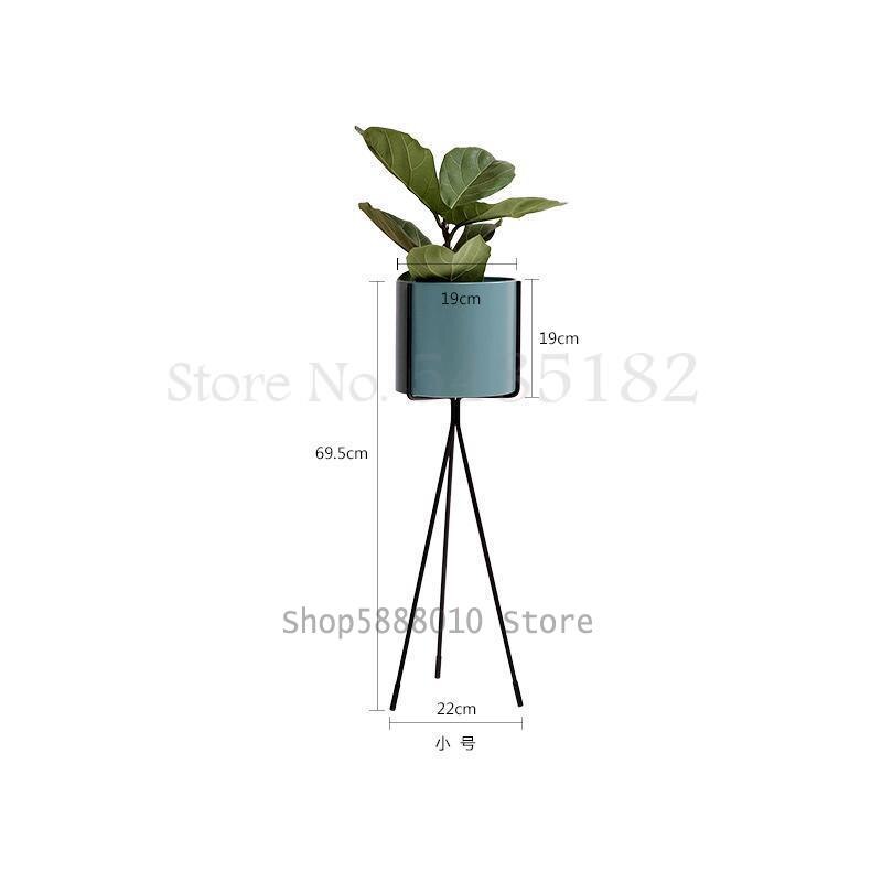 Scandinavische smeedijzeren bloemenstandaard, eenvoudig en stijlvol, balkon, woonkamer, binnen, staand, groen bloemenrek: 69.5 x 22 x 19cm 12