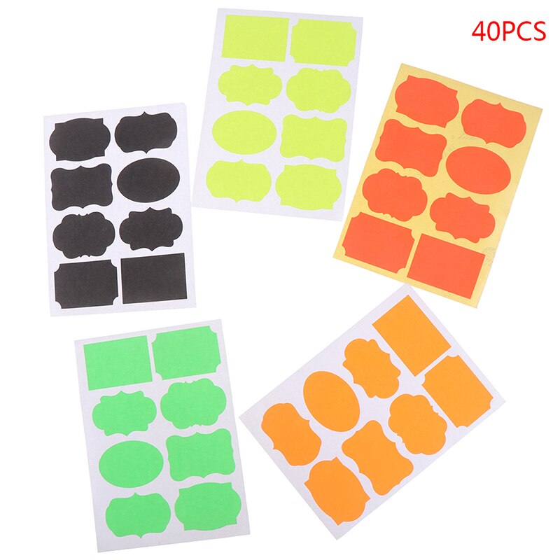 40 pcs/5 sheeets Kleurrijke Krijtbord Board Spice Stickers Keuken Jampot Organisatoren Label Stickers Schoolbord Sticker