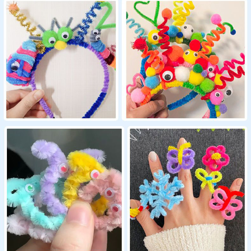 100/10pcs Colorful Plush Twister Stick Toys DIY Handmade Flower Bouquet Material Pack Encryption Plush Twister Stick Puzzle Toys